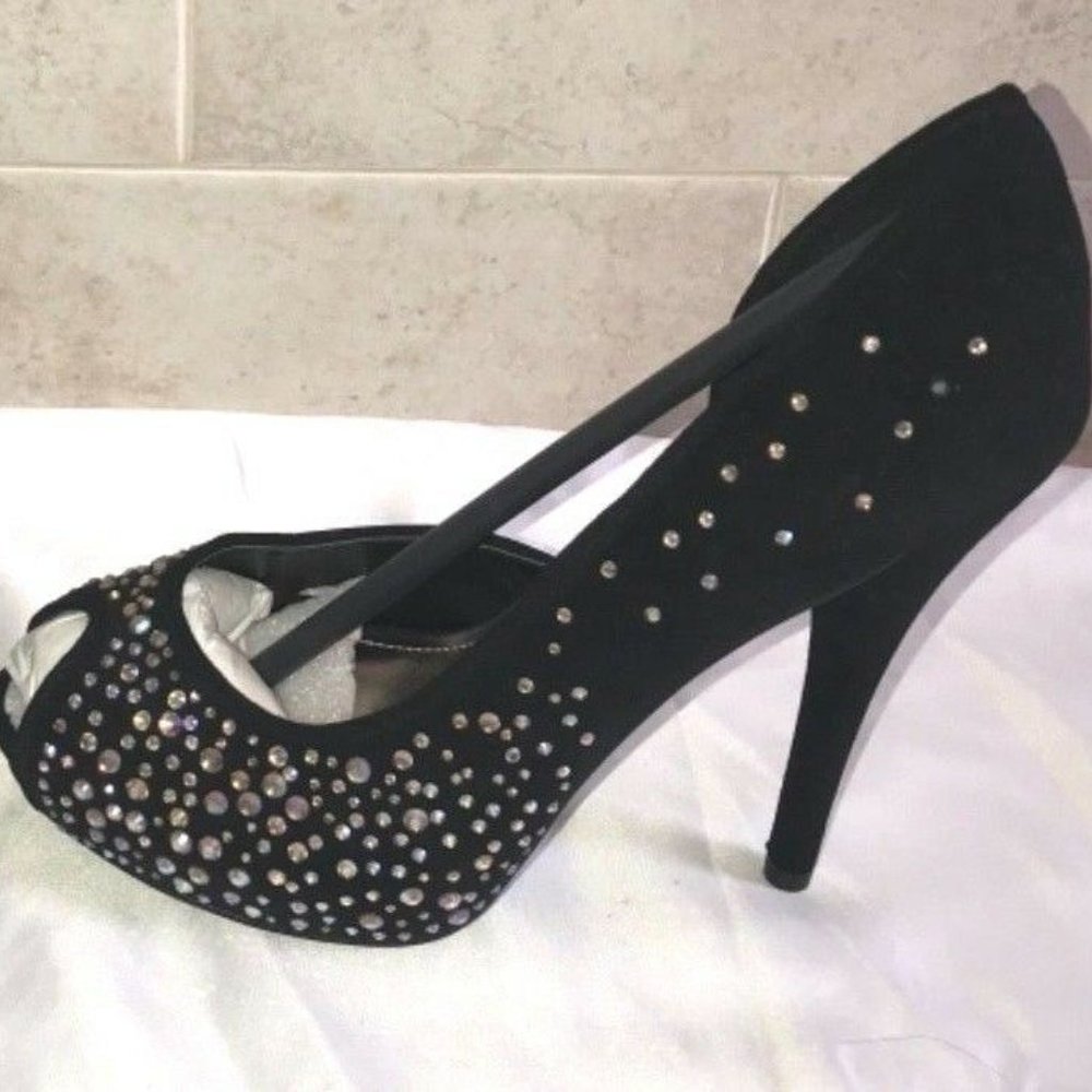 STEVE MADDEN LANAA Black Rhinestones Shoes 6.5